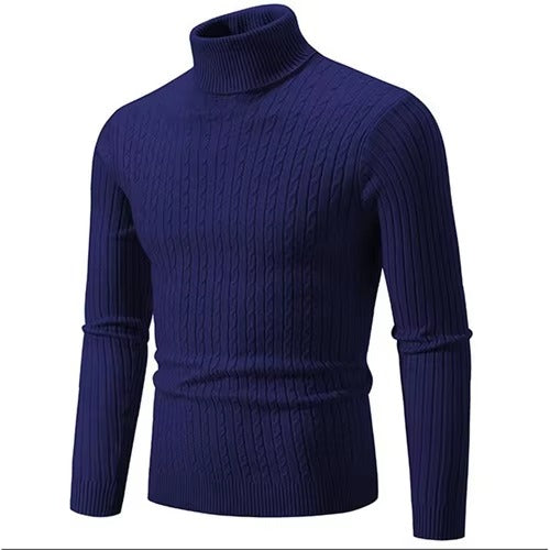Men’s Slim Fit High Neck Full Sleeve T-Shirt – Blue