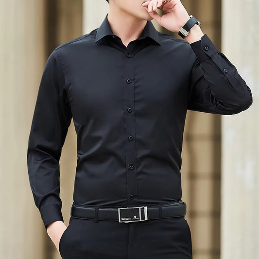 Men’s Slim Fit Black Dress Shirt – Long Sleeve Formal & Casual Wear