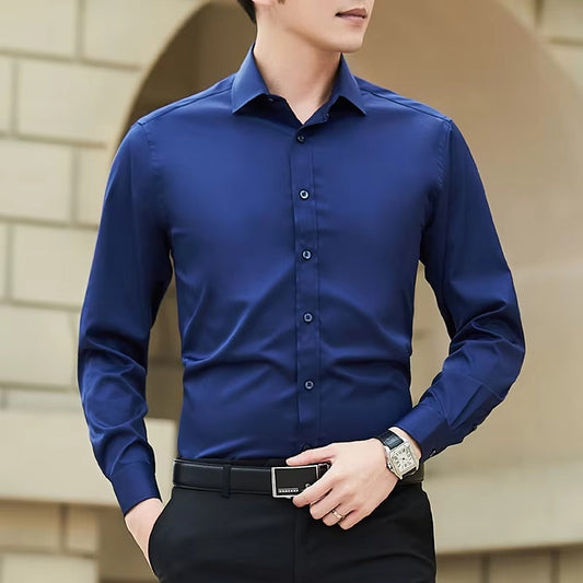 Men’s Slim Fit Blue Dress Shirt – Long Sleeve Formal & Casual Wear